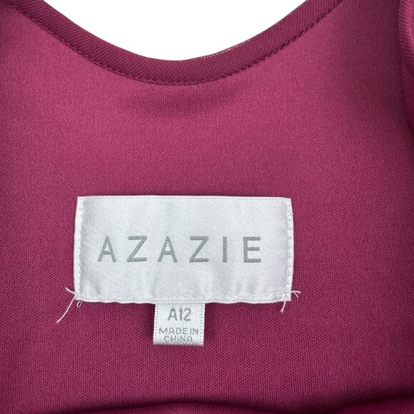 Azazie Maura Mulberry Pantsuit Sequins Chiffon 3- Piece Special Occasion SZ 12 - Picture 11 of 16